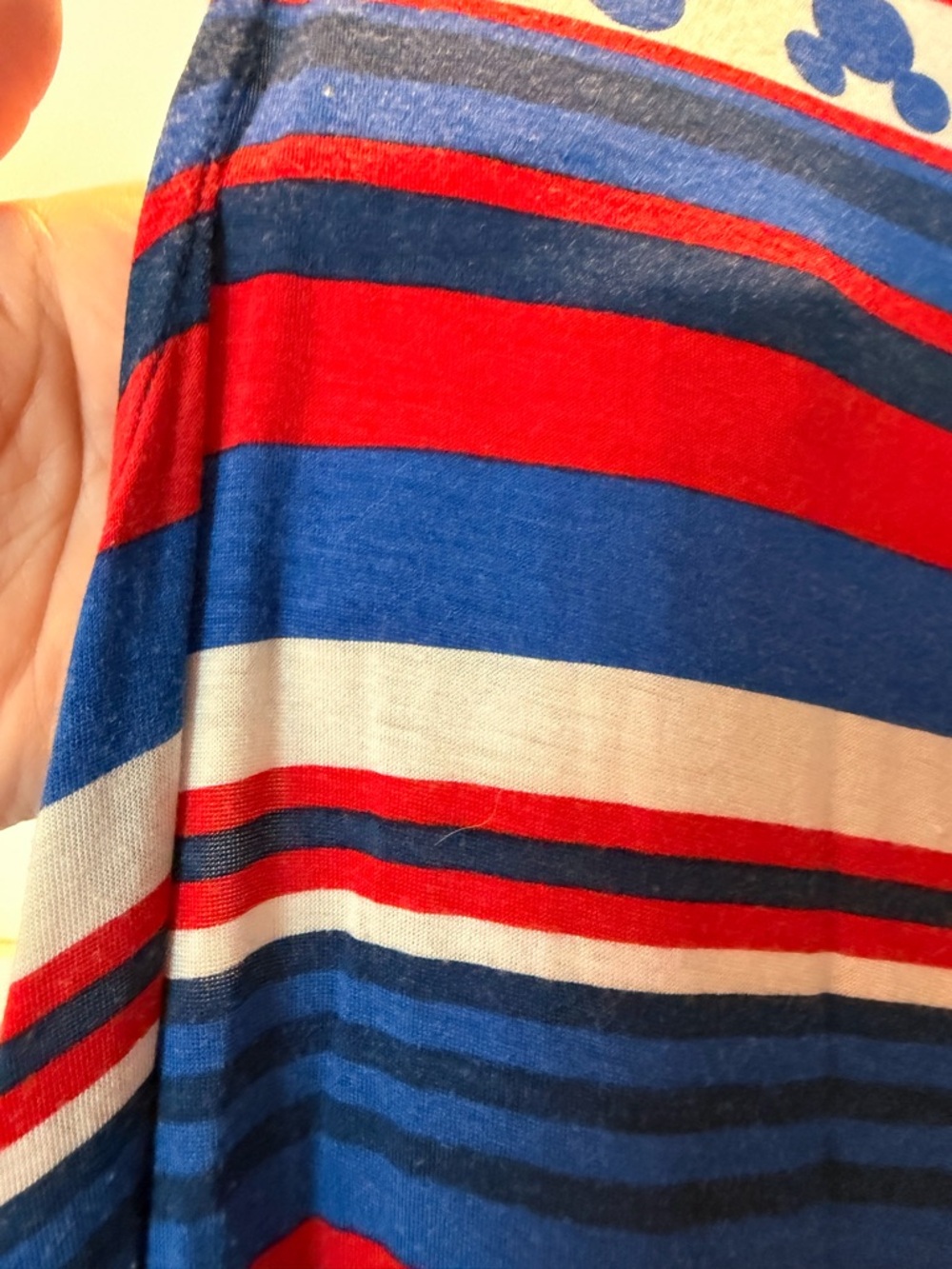 Striped Patriotic Sleeveless Swing Dress with Mickey Print - Picture 3 of 6
